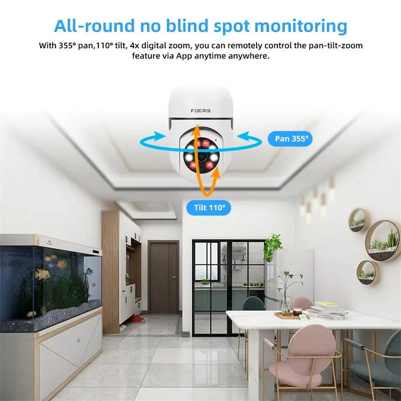 Wifi Bulb Camera – 360 Rotate Day and Night Vision CCTV Security Protection Audio Record Video Surveillance Camera Wireless Indoor