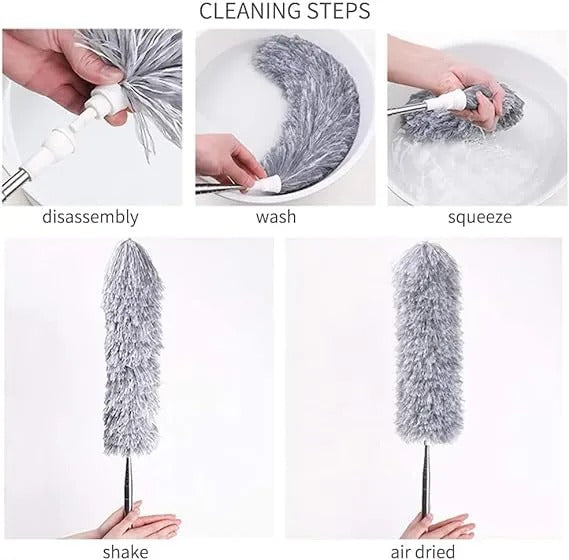 Cleaning Feather Duster 8ft Long - Fan Cleaning Brush with Long Rod