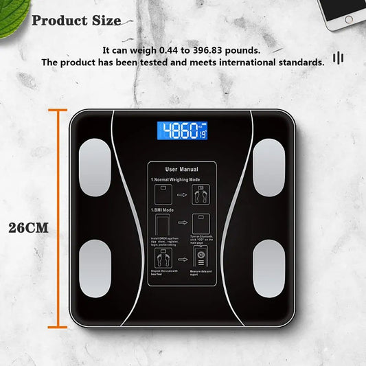 Smart Bluetooth Body Weight Scale 180KG – Digital Bathroom Scale with Body Fat & BMI Tracking via App