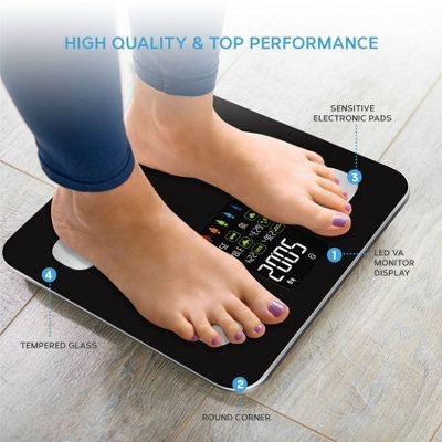Smart Bluetooth Body Weight Scale 180KG – Digital Bathroom Scale with Body Fat & BMI Tracking via App