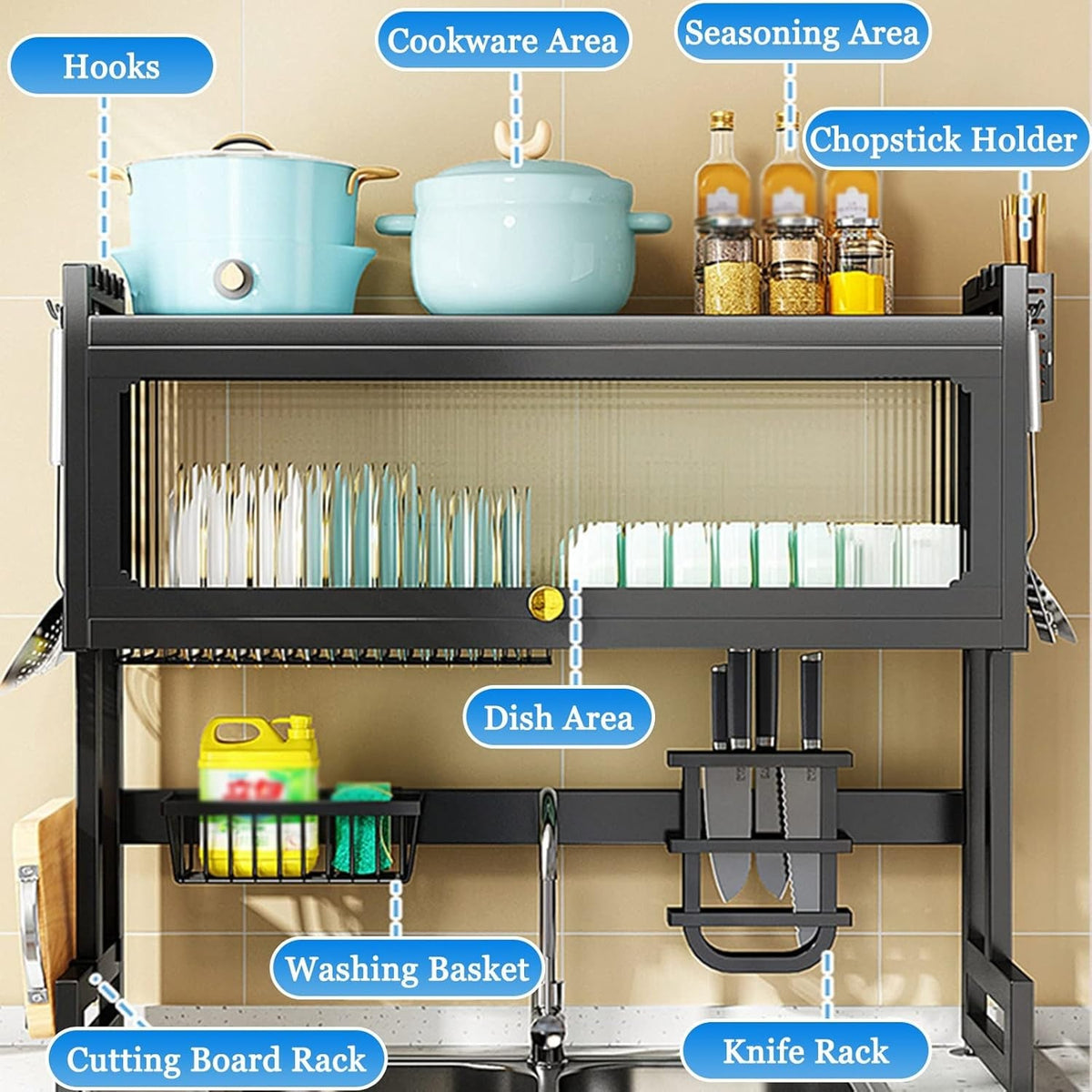 Over The Sink Rack for Kitchen – Multi-Functional Kitchen Storage Organizer