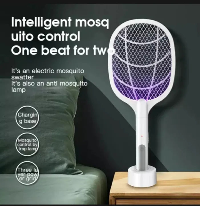 2-in-1 Electric Bug Zapper Racket – 3000V High Voltage | USB Rechargeable | LED Lighted Mosquito Swatter