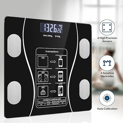 Smart Bluetooth Body Weight Scale 180KG – Digital Bathroom Scale with Body Fat & BMI Tracking via App