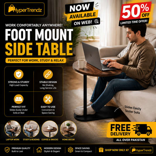 Modern Laptop Side Table for Sofa & Bed | Wooden Portable End Table for Home & Office