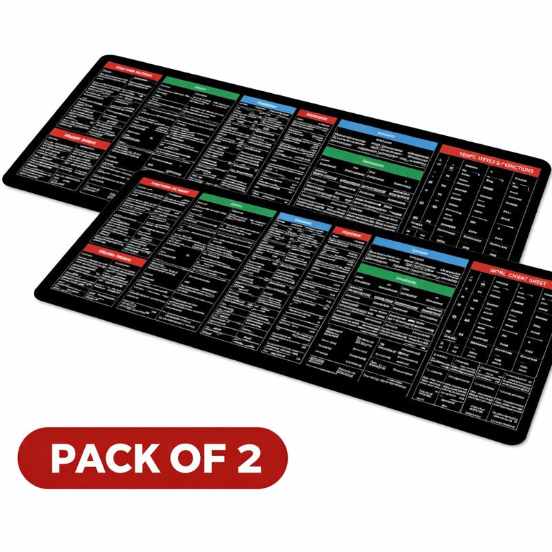Multi-Function Keyboard Shortcut Desk Mat | Large Extended Mouse Pad