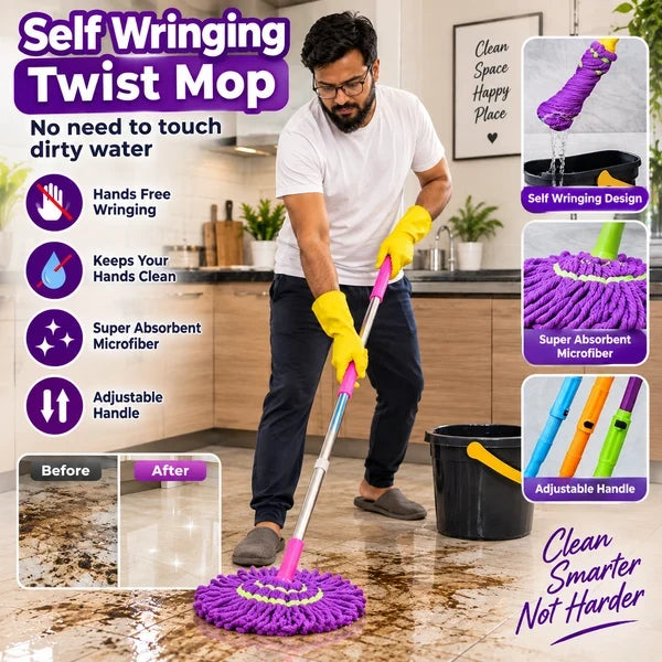 Telescopic Twister Mop | 360° Rotating Floor Cleaning Mop