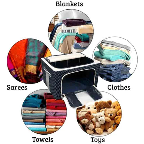 Premium Foldable Storage Box with Steel Rods – 55L Capacity, Random Prints