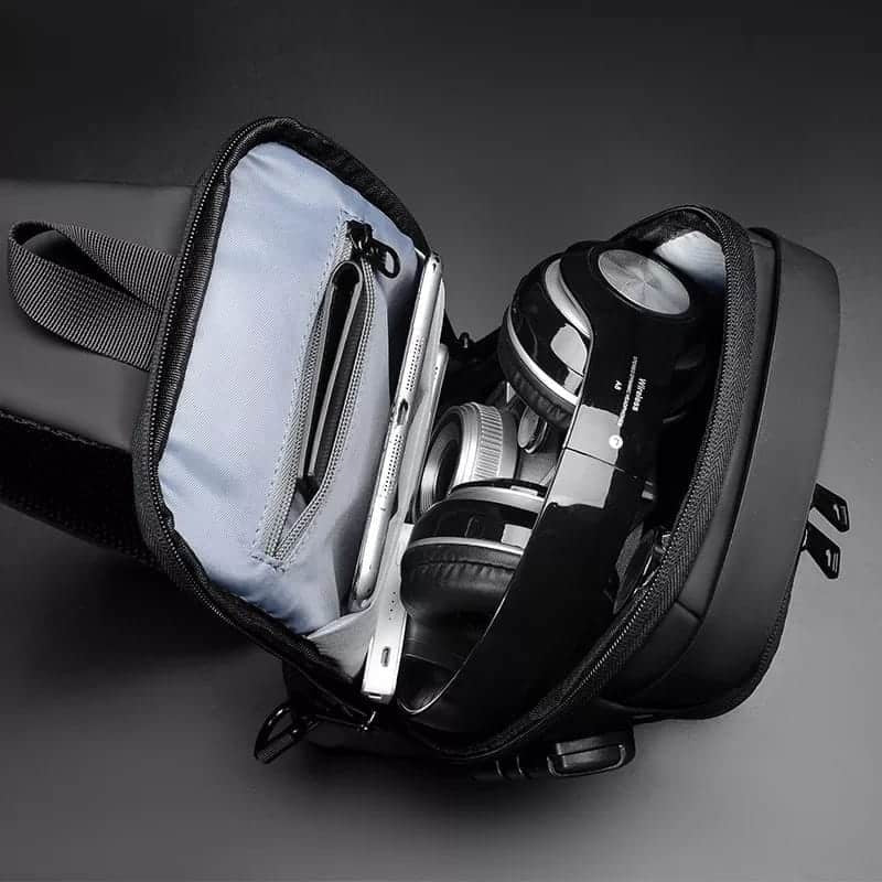 Waterproof Chest Bag - Fashion Men Sling Bag Pack with Lock Waterproof Anti-Theft Chest Bag with USB Charging Port Shoulder Bag Body Backpack with TSA Lock