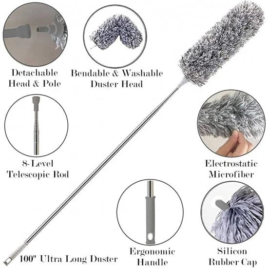 Cleaning Feather Duster 8ft Long -  Fan Cleaning Brush with Long Rod