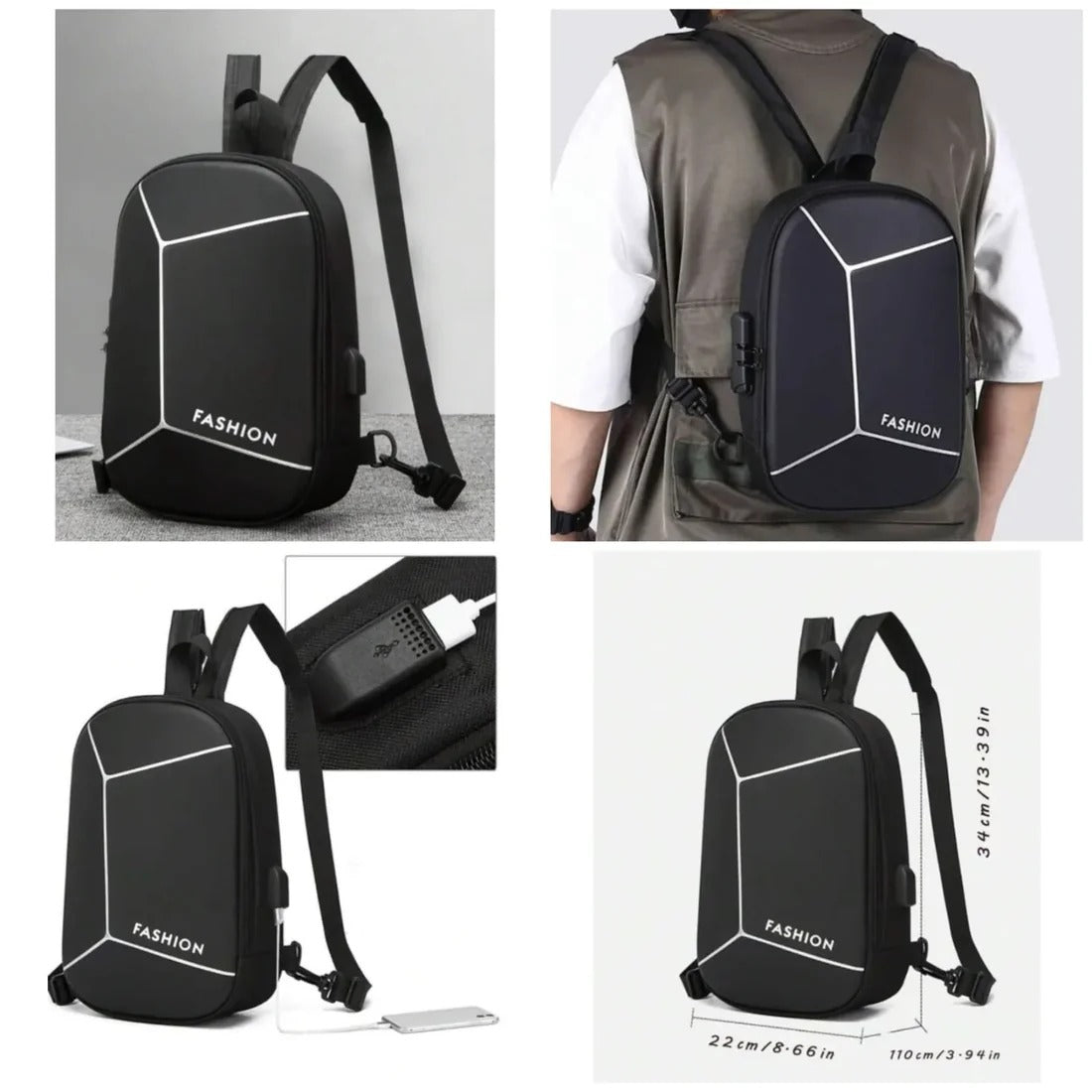 Multi-Function Crossbody & Backpack for Men | Waterproof, Anti-Theft Lock, USB Charging Port, Large Capacity Travel & Daily Bag