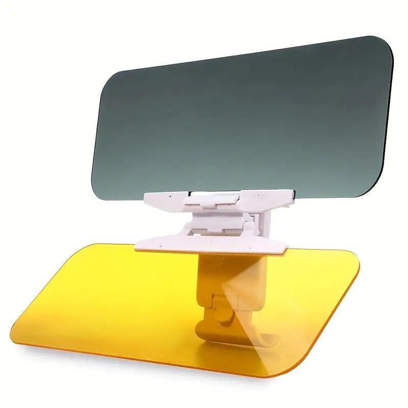 Car Sun Visor - 2 IN 1 HD Anti Sunlight Dazzling Goggle Day & Night Vision Driving Mirror UV Fold Flip Down Clear View Plastic Glass