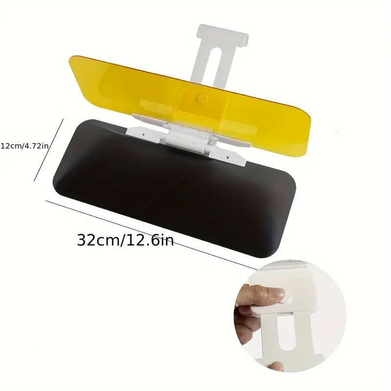 Car Sun Visor - 2 IN 1 HD Anti Sunlight Dazzling Goggle Day & Night Vision Driving Mirror UV Fold Flip Down Clear View Plastic Glass