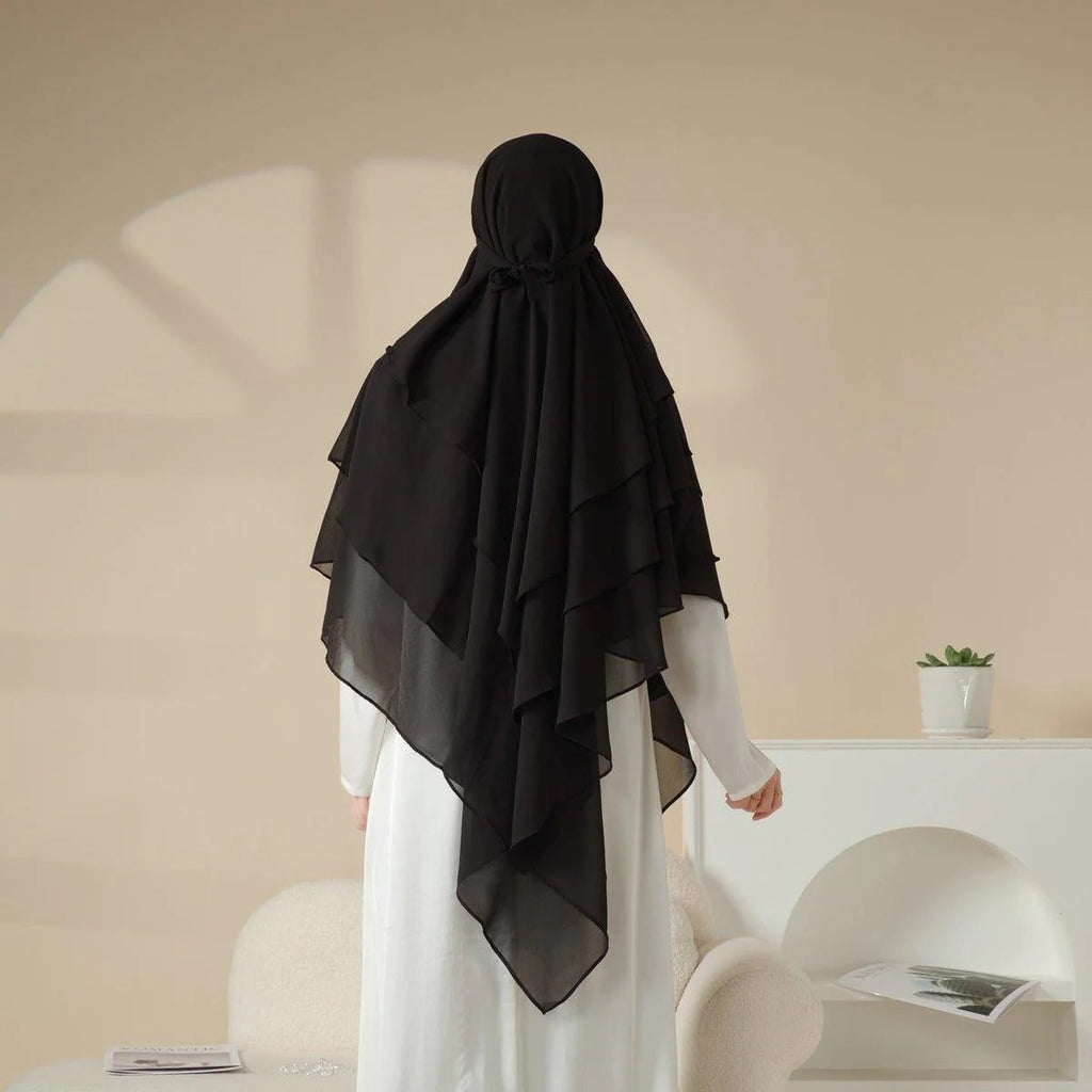 3 Layer Hijab Set – 2 Piece Khimar with Niqab | Modest Islamic Wear for Women