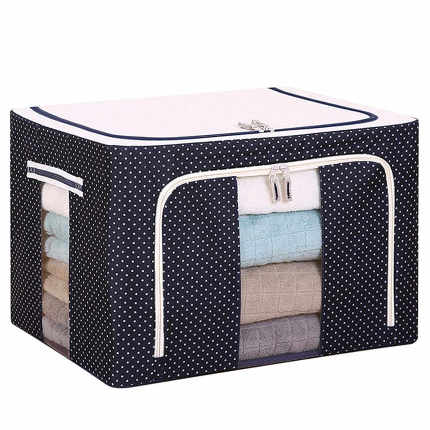 Premium Foldable Storage Box with Steel Rods – 55L Capacity, Random Prints