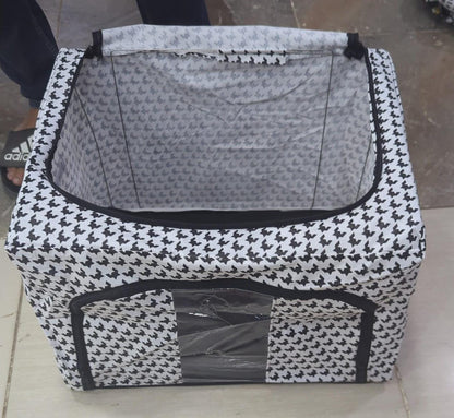 Premium Foldable Storage Box with Steel Rods – 55L Capacity, Random Prints