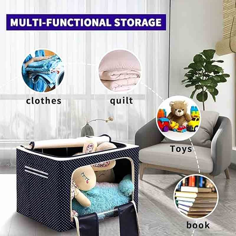 Premium Foldable Storage Box with Steel Rods – 55L Capacity, Random Prints
