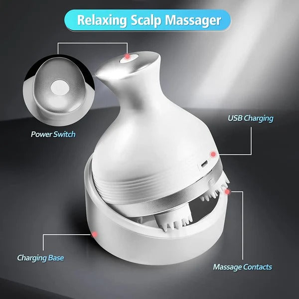 Rechargeable 2-Way Rotating Head & Scalp Massager – Relaxing Electric Massager for Stress Relief & Hair Stimulation