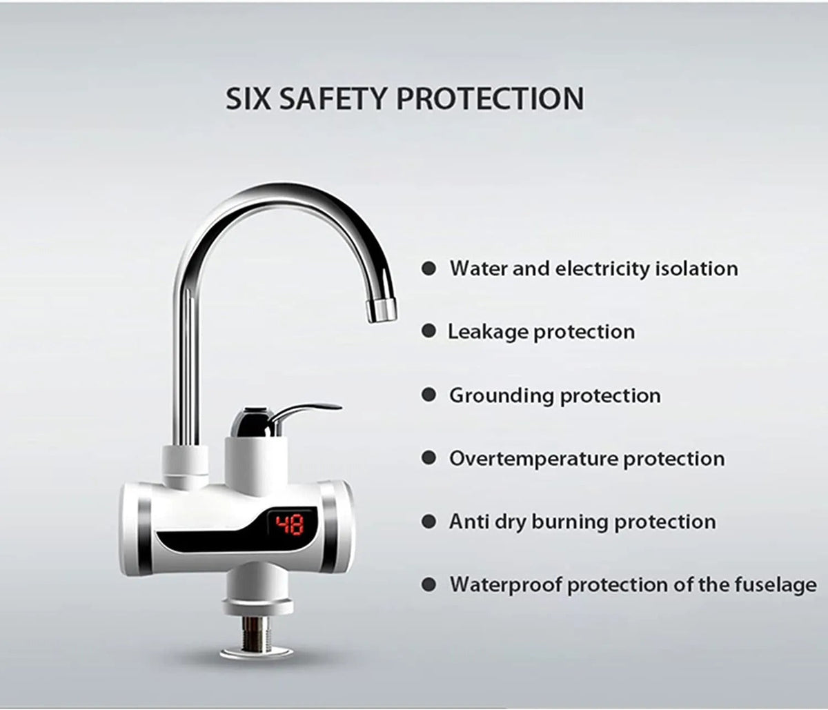 Electric Instant Hot Water Tap Geyser with LED Temperature Display | Fast Heating Faucet for Kitchen & Bathroom Sink