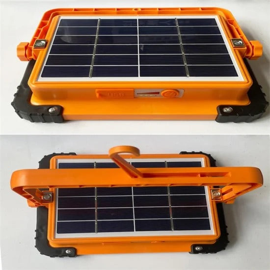 Solar Rechargeable LED Flood Light 400W – USB & Solar Charging, Power Bank, Waterproof Outdoor Light