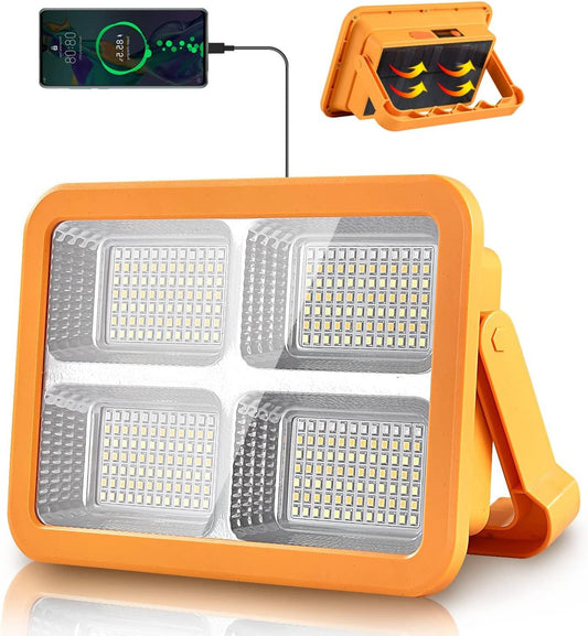Solar Rechargeable LED Flood Light 400W – USB & Solar Charging, Power Bank, Waterproof Outdoor Light