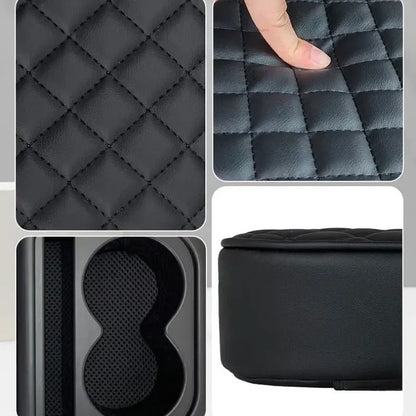 Multi-Function Car Armrest Cushion with Cup Holder & Tissue Box | Premium PU Leather Center Console Armrest Organizer for All Cars