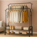 Clothes Rack with Shoe Shelf & 4 Wheels | Coat & Garment Display Stand