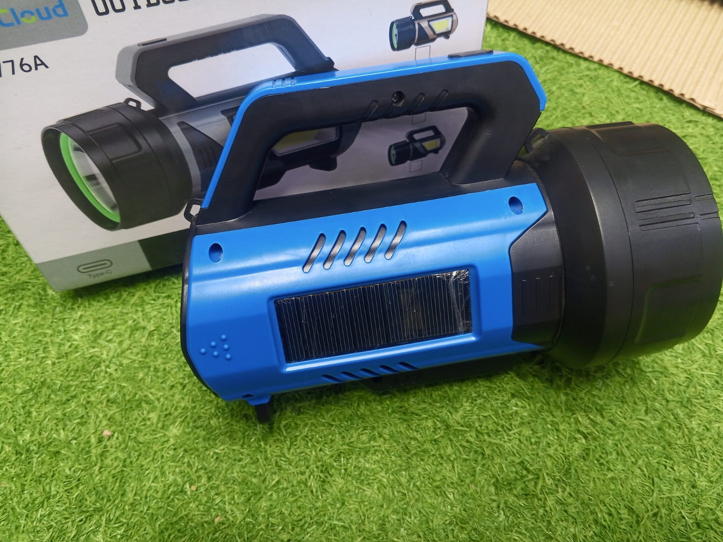 Portable Solar Rechargeable LED Hand Light with Power Bank Function