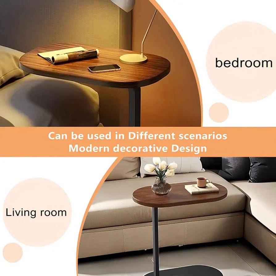Modern Laptop Side Table for Sofa & Bed | Wooden Portable End Table for Home & Office