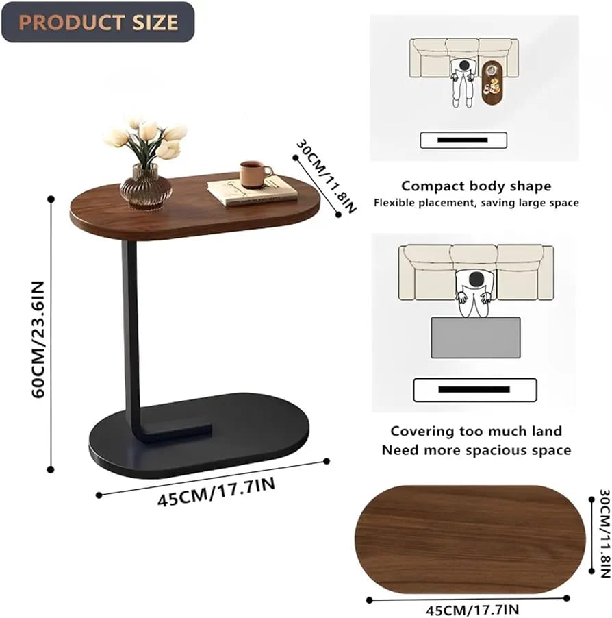Modern Laptop Side Table for Sofa & Bed | Wooden Portable End Table for Home & Office